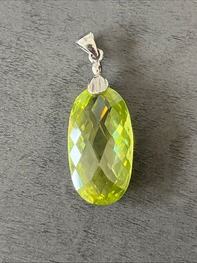 Faceted Lemon Quartz Pendant with Sterling Silver Bail